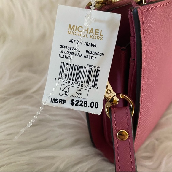 New Michael Kors jet set travel double zipper wallet wristlet - Picture 8 of 13